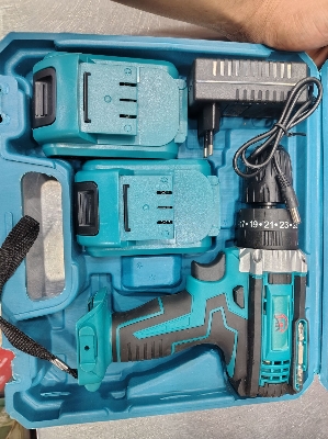 Picture of HR Cordless Drill Machine Set - 25pcs With 21V Double Battery/ Screwgun (Blue)