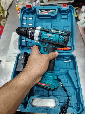Picture of HR Cordless Drill Machine Set - 25pcs With 21V Double Battery/ Screwgun (Blue)