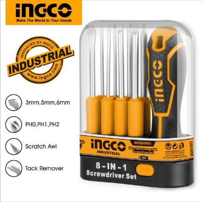 Picture of Professional 8 IN 1 SCREWDRIVER SET INGCOO -AKISD0901 (Orange)