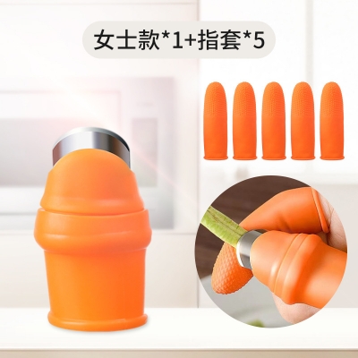 Picture of 5 in 1 Silicone Vegetable And Fruits Thumb Cutter Finger Cutter(Orange)
