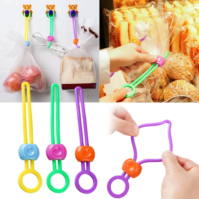 Picture of 5 Pcs Multipurpose Silicone Rubber Strap Cable Food bag Closer Clip Bag storage Sealing or hanging Clip protect Food closer(5 Pcs Multicolor)