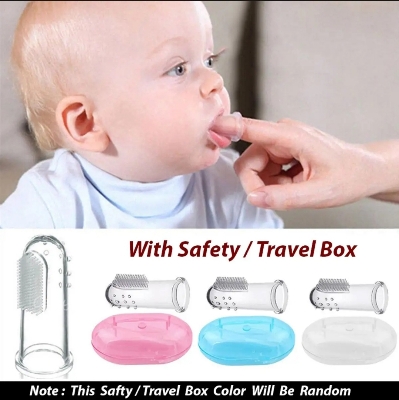 Picture of Cute Baby Finger Toothbrush With Box Children Teeth Clear Soft Silicon Infant Rubber Baby Brush(Transparent)
