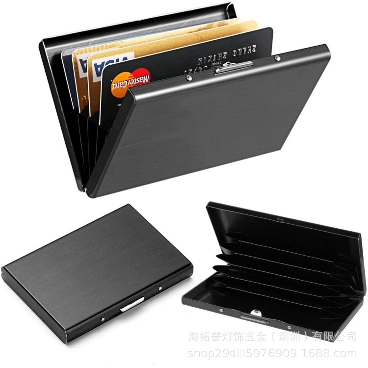 Picture of Metal Stainless Steel Black and Silver Color Card Holder Metal Box Credit Card Business Card Case Men Women