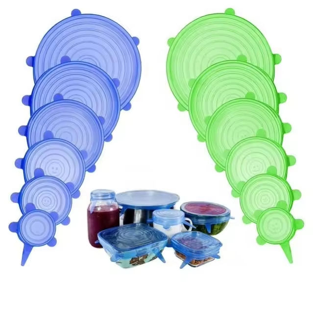 Picture of 6 Pcs Silicone Fresh-keeping Cover Multi-size Food Preservation Lid Reusable Soft Bowl Lid BPA Free(Multicolor)