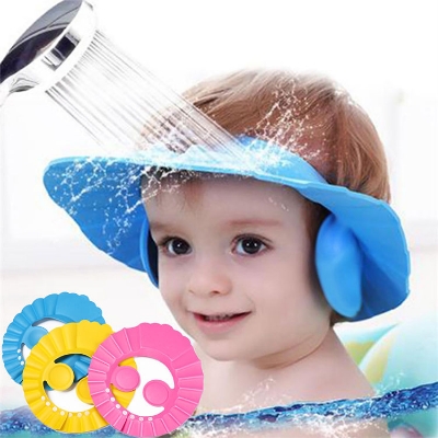 Picture of Baby Waterproof Ear protection Shower Cap Children's Waterproof Bathing Cap Adjustable(Multicolor)