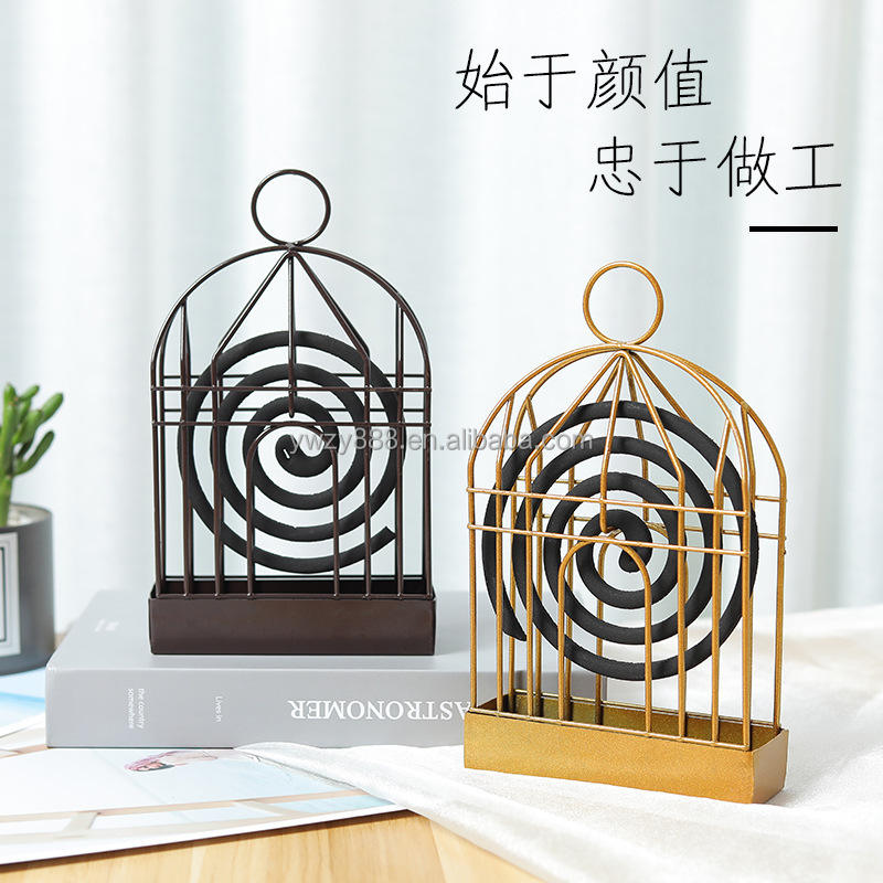 Picture of 1 Pcs Bird Cage Mosquito Coil Rack Home Summer Artifact Mosquito Coil Tray Bedroom Desktop Decoration Holder(Black)