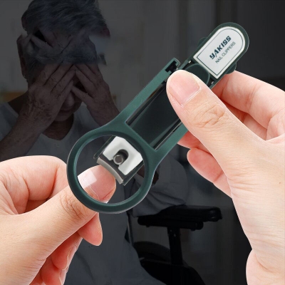Picture of Magnifying Glass Nail Clippers Elderly and Children Multifunctional Large Opening Pliers Nail Cutter(Green)