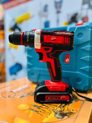 Picture of 🔩 HR Cordless Drill Machine Set – 48V Power, Double Battery, 25pcs Full Set 🔋 (Red)