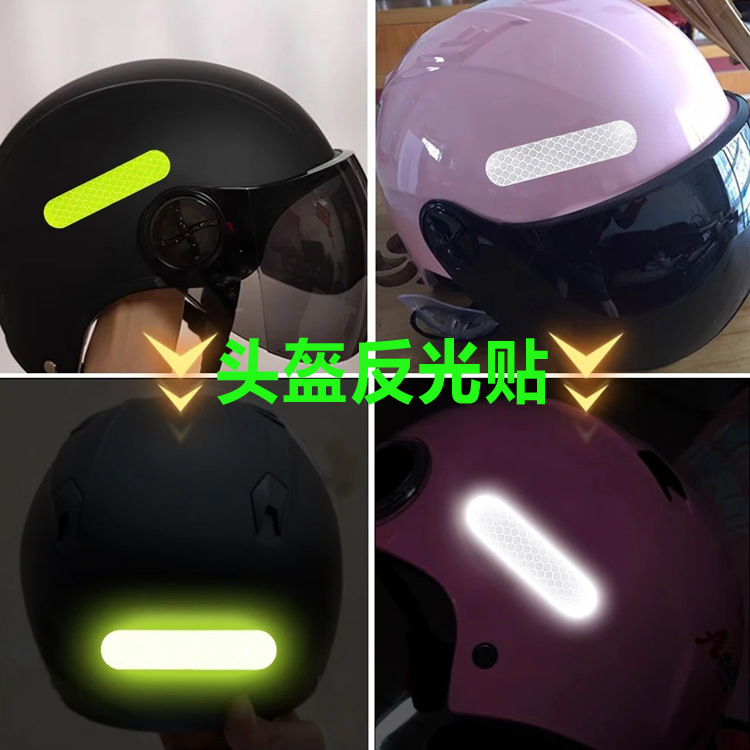Picture of 4 Pcs Helmet Reflective Sticker Car Safety Reflective Film Night Rear Warning Electric Motorcycle