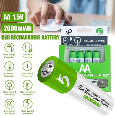 Picture of 🔋 SmartTools RB40 AA 1.5V 2600mAh Rechargeable Battery – 4pcs Set (Green)