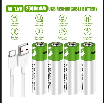 Picture of 🔋 SmartTools RB40 AA 1.5V 2600mAh Rechargeable Battery – 4pcs Set (Green)
