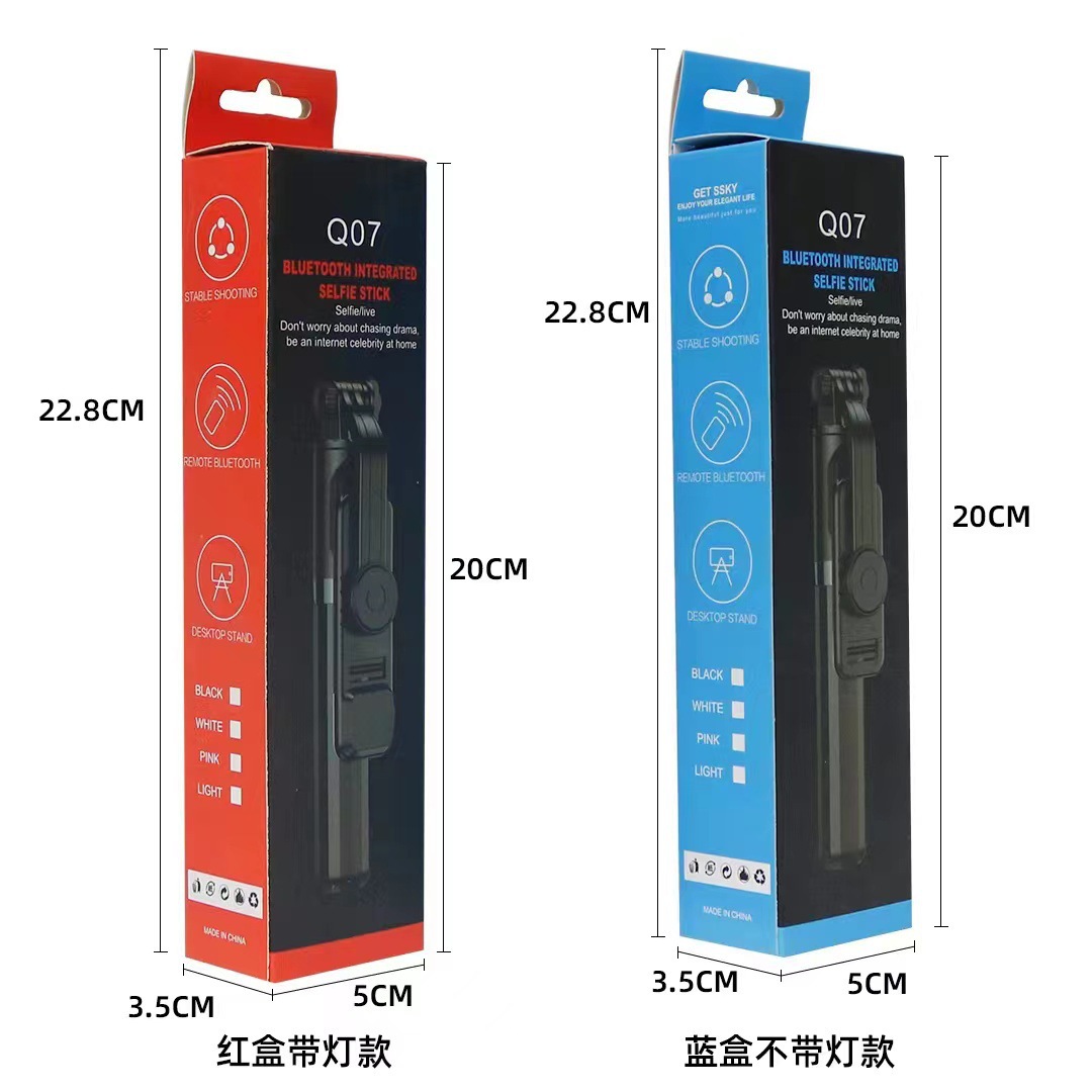 Picture of Q07 Bluetooth Integrated Selfie Stick with Light and Bluetooth Remote Control(Black)