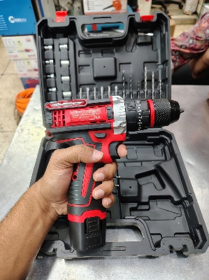 Picture of ⚡ HR 12V Cordless Drill Machine – Compact & Lightweight Power Tool (2pcs Set) (Red)
