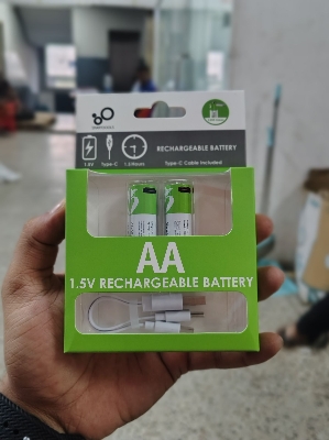 Picture of ⚡ SmartTools AA 1.5V Rechargeable Battery (Type-C Charging) – 2 Pieces + Cable Included (Green)