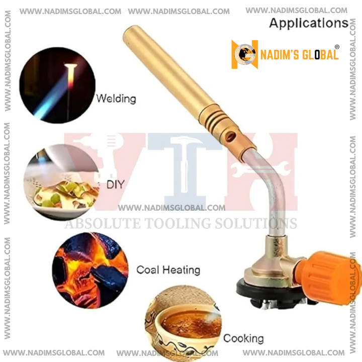 Picture of NADIM'S GLOBAL® Blow lamp Torch, Windproof, Adjustable Flame with 1300°C High-Temp Heat | Ideal for Precision Soldering, Brazing, Plumbing, DIY & Cooking Torch.