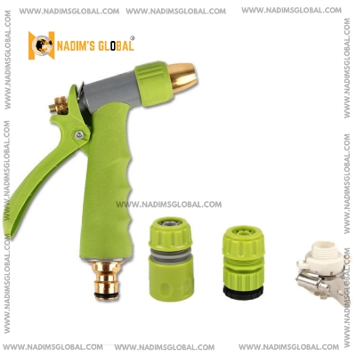 Picture of 4PC 4 FUNCTION HOSE PIPE GARDEN SPRAY GUN HOSE PIPE NOZZLE WATERING SET (Olive)