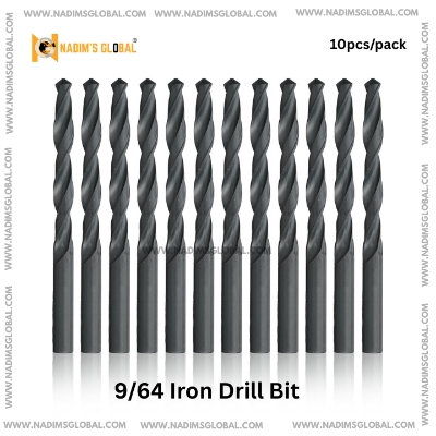 Picture of MEGASTAR Brand 9/64 Iron Drill Bit – 10pcs Pack | High-Speed Durable Drill Bits for Metal, Wood & Plastic (Black)