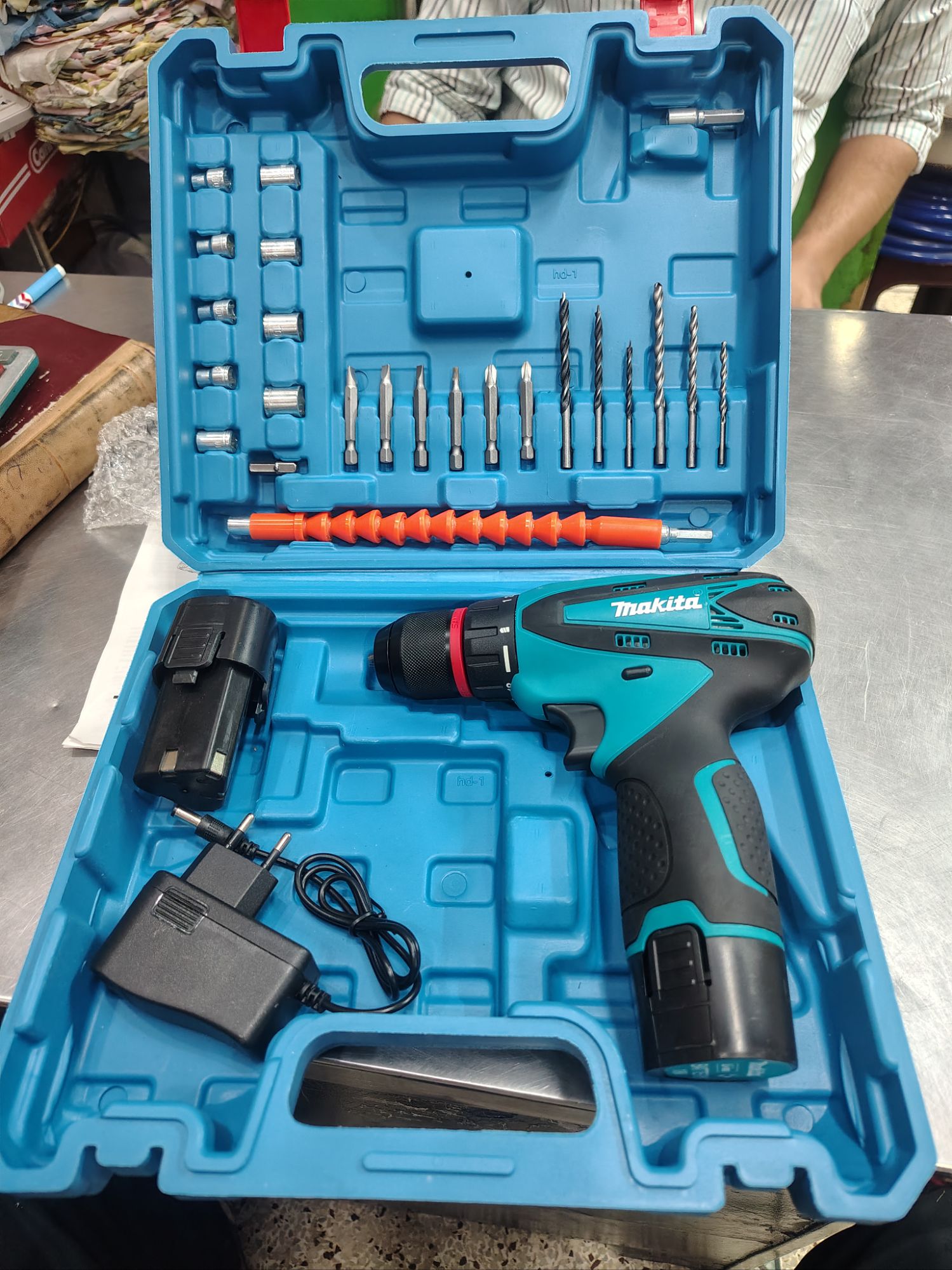 Picture of 🔧 Makita 12V Rechargeable Cordless Drill Machine –25Pcs Full Set (High Performance) (Blue)