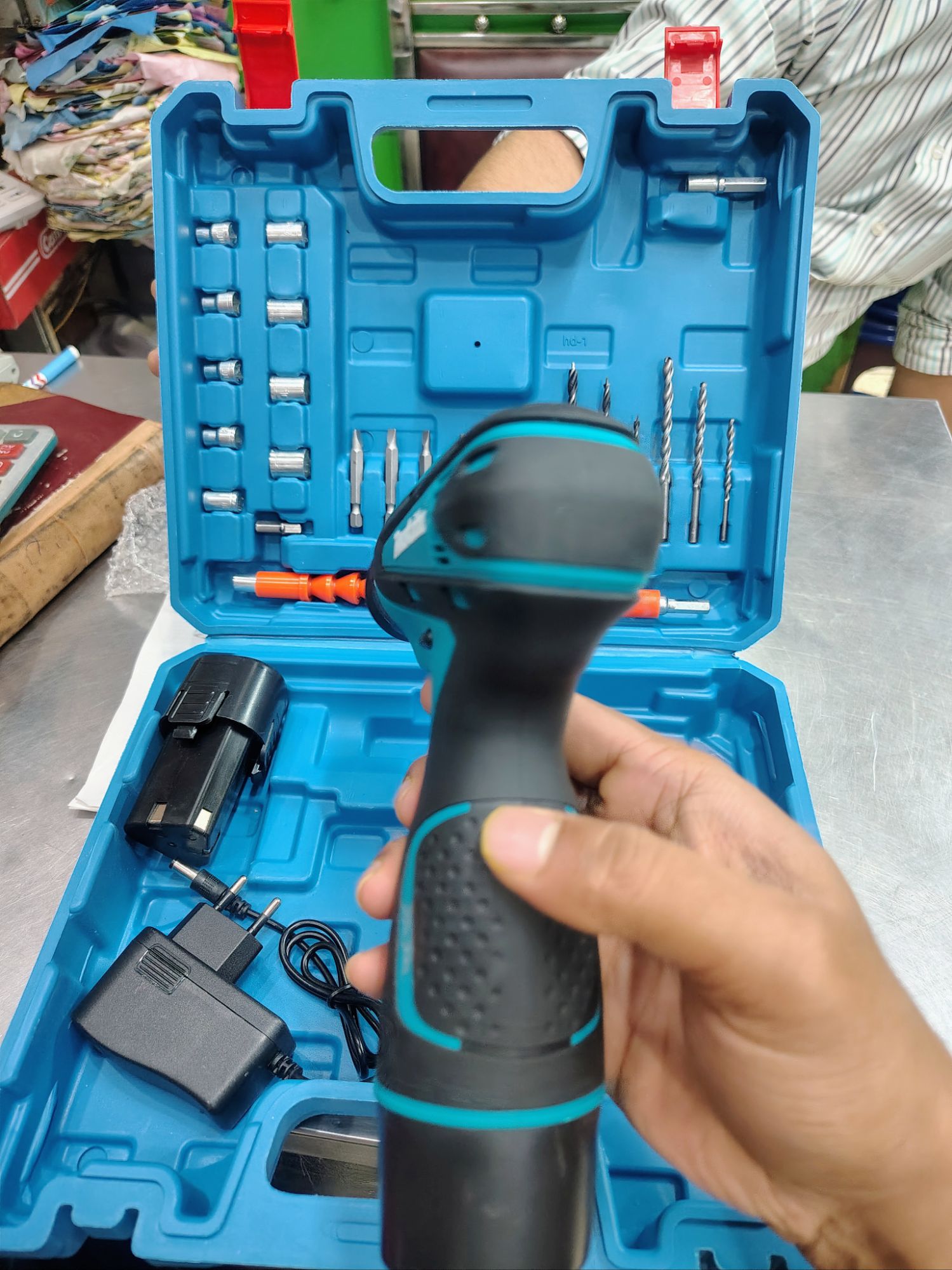 Picture of 🔧 Makita 12V Rechargeable Cordless Drill Machine –25Pcs Full Set (High Performance) (Blue)