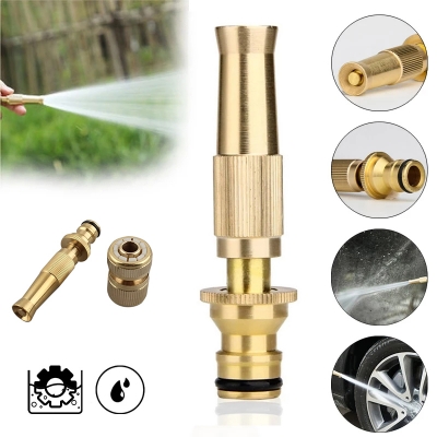 Picture of Manufacturer-Supplied High-Pressure Direct Spray Water Gun Copper Nozzle for Household Car Wash High-Powered Garden Water Jet (Gold)