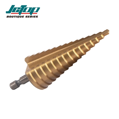 Picture of JCTOP 3-Piece Set of Hexagonal Shank Straight Flute Metric Titanium-Coated Step Drill Bits-EE1739 (Gold)