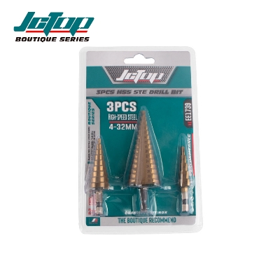 Picture of JCTOP 3-Piece Set of Hexagonal Shank Straight Flute Metric Titanium-Coated Step Drill Bits-EE1739 (Gold)