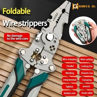 Picture of WBD All in 1 Multifunction Stainless Steel Wire Stripper/Wire Crimping Tool, Wire Cutter, Wire Crimper, Cable Stripper, Wiring Tools and Multi-Function Hand Tool Wire Stripper (Green wire Stripper) (Green)