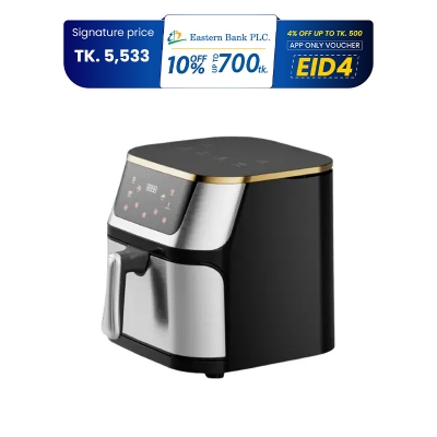 Picture of  Gazi Smiss 1300W 6.0 Litre Air Fryer (GA-AF-13) with Stainless Steel Surface and Automatic Shut Off Technology and Frying, Advance Touch Control with Seven Pre-set Programs