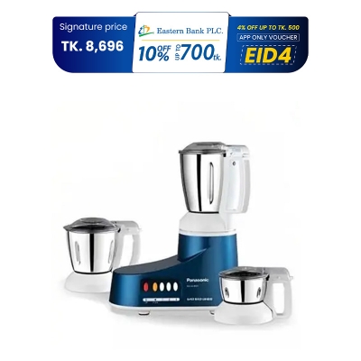 Picture of Panasonic 1000W 6-in-1 Stainless Steel Jar Double Safety Locking Super Mixer Grinder (MX-AC380) (Best Price)
