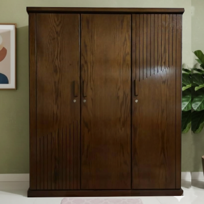 Picture of ANCTOR Deco Paint Lacquer Polish 3 Door Almirah, Rich Home Wardrobe for Bedroom, Multiple Shelves to Organise your Clothes, Coat, Shari Hanging Rod with Burkha Hanging Shelve, Lockable Door & Drawer Almirah 72/48