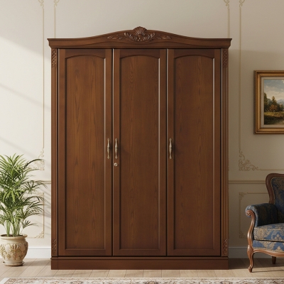 Picture of Merlin Shade Deco Paint Lacquer Polish 3 Door Almirah, Rich Home Wardrobe for Bedroom, Multiple Shelves to Organise Clothes with Hanging Rod, Lockable Door & Drawer Almirah 72/48