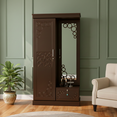 Picture of Rich Home Deco Paint Lacquer Polish Almirah,  Dressing Table, 1 Door Wardrobe with 1 Door Mirror Vanity Dressing Table, Almirah Dressing for Bedroom Clothes & Makeup & Accessories Storage Organizer Shelves 72/30