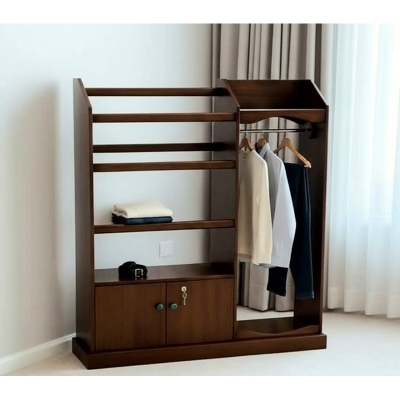 Picture of Rich Home Alana, Lacquer Polish Deco Paint Alana, 1 Clothes Stoarge Shelve with 4 Hanging Shelve & 1 Coat Hanging Space with Lock Door Cabinet, Modern Home & Office Use Clothes Hanging Alana, 48/45