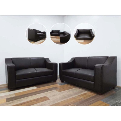 Picture of Faux Leather Sofa Set for Living Room Furniture | 2 Seater Sofa Set | 4 Seater Sofa | Sofa for Home & Office | Waiting Room Sofa | Pre-Assembled Color:- Black