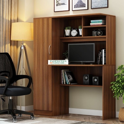 Picture of Nile Engineered Wood Study Table | Reading Table Computer Desk & Office Table for Students, Professionals | Large Surface Top, 3 Shelves, 4 Cabinets Executive Table with Storage Shelf 54/42''