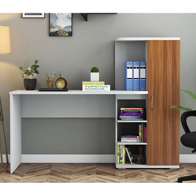 Picture of Mallium Engineered Wood Study & Computer Table, Home Office Work Desk with Locker Cabinet 3 Shelf Storage for Book & File Reading Table 50/42''
