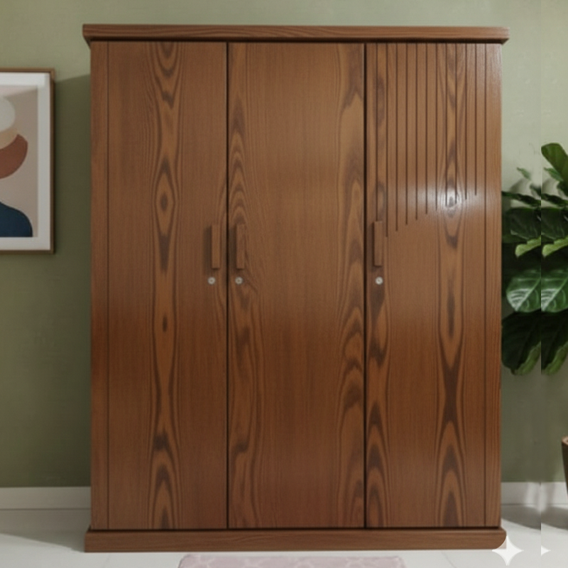 Picture of ANCTOR Deco Paint Lacquer Polish 3 Door Almirah, Rich Home Wardrobe for Bedroom, Multiple Shelves to Organise your Clothes, Coat, Shari Hanging Rod with Burkha Hanging Shelve, Lockable Door & Drawer Almirah 72/48