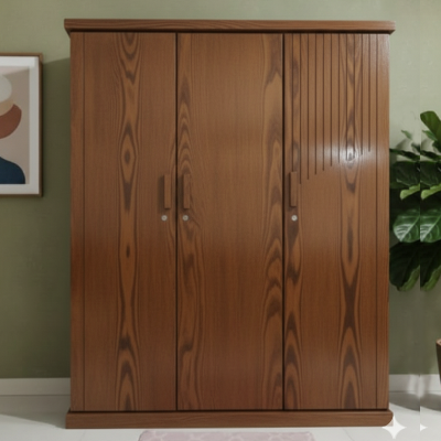 Picture of ANCTOR Deco Paint Lacquer Polish 3 Door Almirah, Rich Home Wardrobe for Bedroom, Multiple Shelves to Organise your Clothes, Coat, Shari Hanging Rod with Burkha Hanging Shelve, Lockable Door & Drawer Almirah 72/48