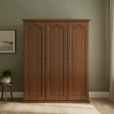 Picture of Mannat Deco Paint Lacquer Polish 3 Door Almirah, Rich Home Wardrobe for Bedroom, Multiple Shelves to Organise your Clothes, Hanging Rod, Lockable Door & Drawer Almirah 72/48