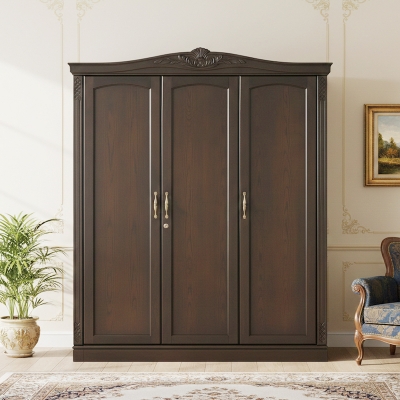 Picture of Merlin Shade Deco Paint Lacquer Polish 3 Door Almirah, Rich Home Wardrobe for Bedroom, Multiple Shelves to Organise Clothes with Hanging Rod, Lockable Door & Drawer Almirah 72/48