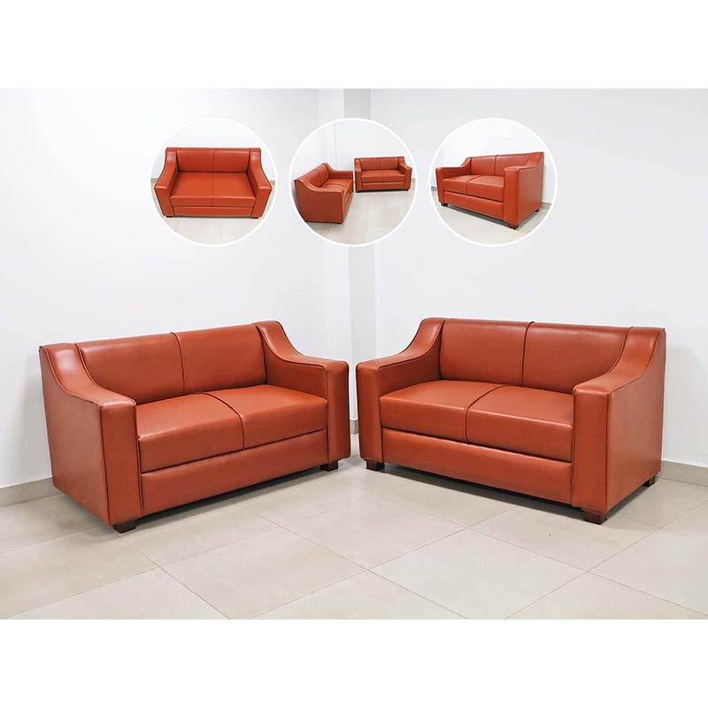 Picture of Faux Leather Sofa Set for Living Room Furniture | 2 Seater Sofa Set | 4 Seater Sofa | Sofa for Home & Office | Waiting Room Sofa | Pre-Assembled Color:- Orange
