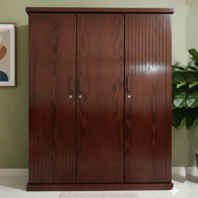 Picture of ANCTOR Deco Paint Lacquer Polish 3 Door Almirah, Rich Home Wardrobe for Bedroom, Multiple Shelves to Organise your Clothes, Coat, Shari Hanging Rod with Burkha Hanging Shelve, Lockable Door & Drawer Almirah 72/48
