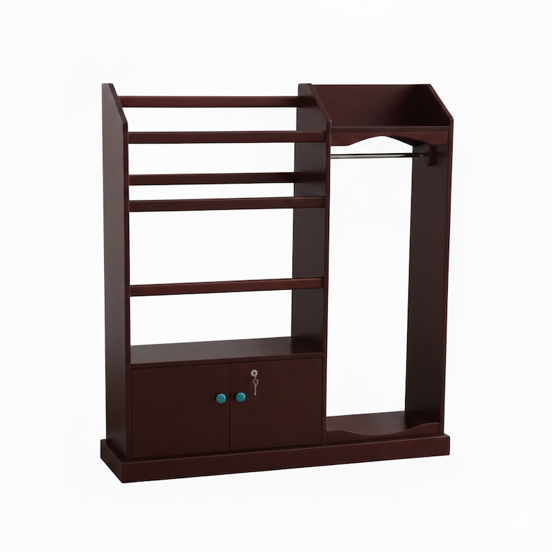 Picture of Rich Home Alana, Lacquer Polish Deco Paint Alana, 1 Clothes Stoarge Shelve with 4 Hanging Shelve & 1 Coat Hanging Space with Lock Door Cabinet, Modern Home & Office Use Clothes Hanging Alana, 48/45