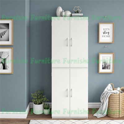 Picture of Tangkula 72 Inches Tall Storage Cabinet Almirah with 4 Door, Freestanding Pantry Cabinet with Shelf & Anti-tilt Design, Modern Utility Storage Organizer for Living Room 72/24''