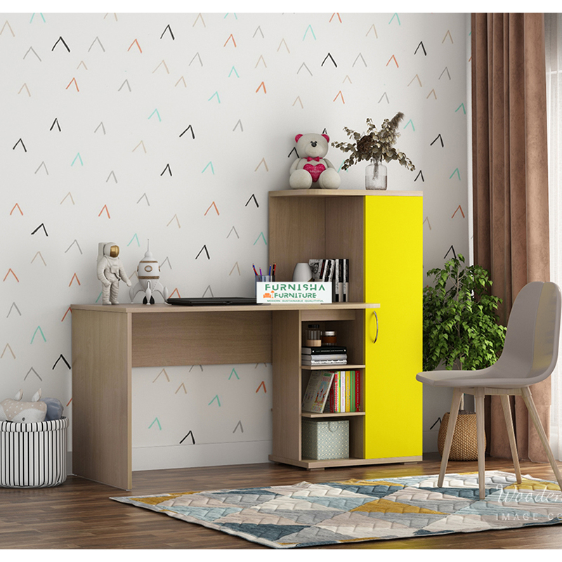 Picture of Mallium Engineered Wood Study & Computer Table, Home Office Work Desk with Locker Cabinet 3 Shelf Storage for Book & File Reading Table 50/42''