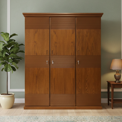 Picture of Kusum Deco Paint Lacquer Polish 3 Door Almirah, Rich Home Wardrobe for Bedroom, Multiple Shelves to Organise your Clothes, Hanging Rod, Lockable Door & Drawer Almirah 72/48