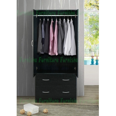 Picture of Modern 2 Door Almirah With  Cloth 2 Storage Drawer & Hanger Storage Cabinet and Cloth storage Shelf for your Sweet Home or Office Use 72x24"