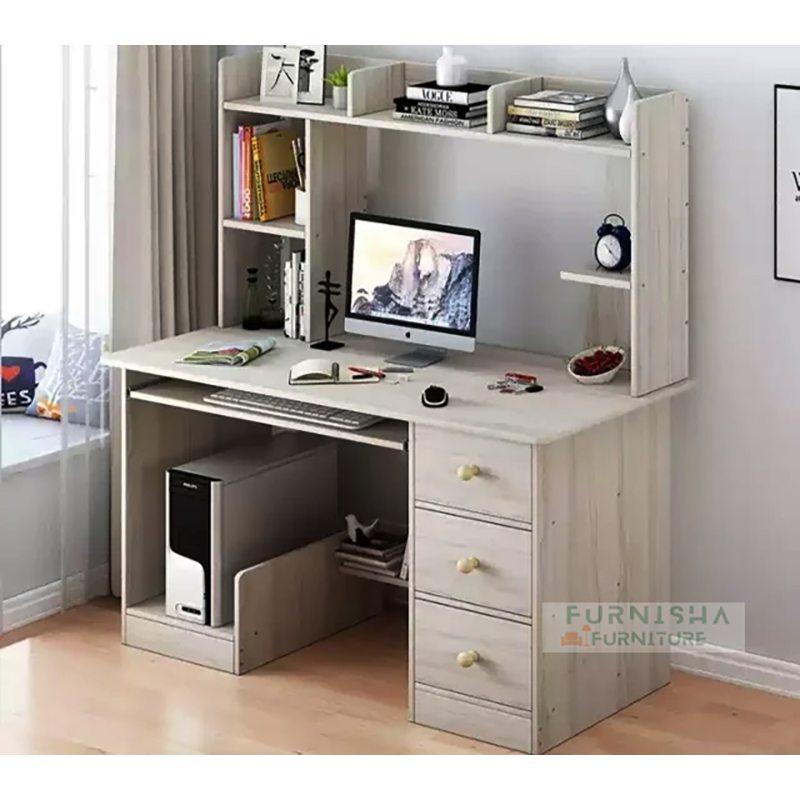 Picture of Levente Extendable Reading Table, Computer Table  With Keyboard Tray, Study Table with Storage Drawer and Book Shelf,  Multipurpose use for your home and office Desk, Activity Table Computer Office Study Writing Desk 54/45''