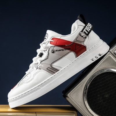 Picture of 2021 spring new mens casual sneakers sports trend of flying woven - White