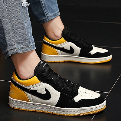 Picture of Original New Nike_ Air Force 1 Men's Comfortable Running Sneakers Fashion Shoes (Yellow) Casual Sneakers For Men - Yellow